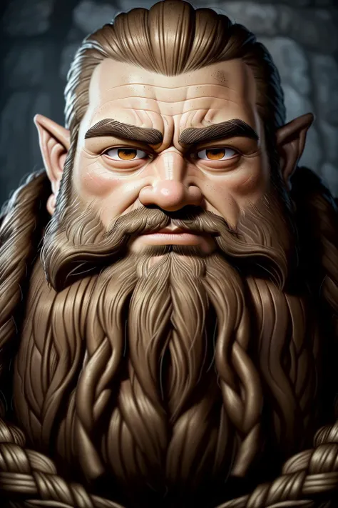 1w87bhs - (high quality), (masterpiece), (detailed), 8K, Portrait, Tolkien-style dwarf, short, large head, rugged, bearded, weathered face, intense gaze, heavy brows, stout nose, rough-hewn features, stout, sturdy, proud, determined, Celtic Knots.   dwarf Art Deco