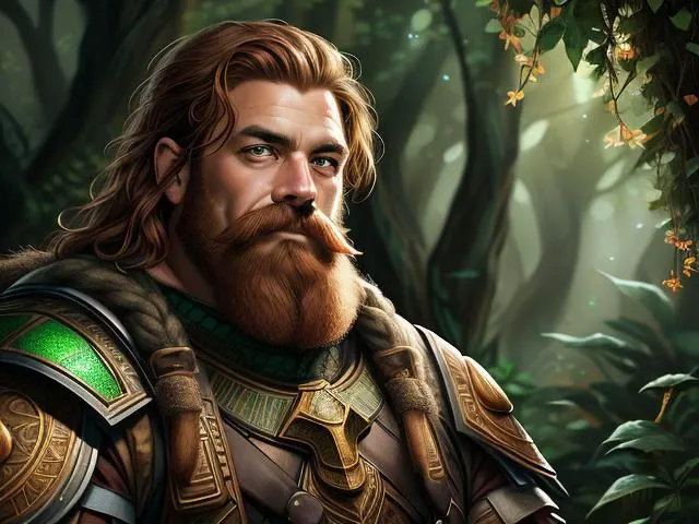dwarf, short, stocky, broad shoulders,(1man, masculine adult male:1.2), hazel eyes, medium reddish brown hair, medium hair,
solo, (full body:0.6), looking up, detailed background, detailed face, (
<lyco:CulturePunkBundle-000007:0.5>, OldEgyptAI, ancient egyptian theme:1.1)
green-defender, leaf armor, mixing of ivy with armor, plated armor, 0.25::antlers, green magical lights, 0.25::sitting, serene, glowing magical markings on skin, magical plant growth,particle effects, ruined temple claimed by nature in background, insects, magical haze, twilight, magical atmosphere, , <lora:RPGDwarf:0.7>realistic:1.3,, (masterpiece, best quality, high quality, highres, ultra-detailed)