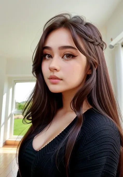 real, photoshoot, realistic, perspective, luminescent, illusion, atmospheric scene, masterpiece, best quality, (detailed beautiful face, detail skin texture, ultra-detailed body:1.1),
<lyco:jadeanh_vylerria_lycoris_01-000001:0.9>, jadeyanh-vylerria, 1girl, solo, long hair, brown hair, indoors, realistic, lips, brown eyes, looking at viewer, jacket, upper body, window, closed mouth, black shirt