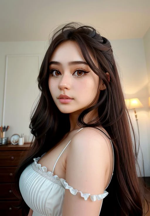 real, photoshoot, realistic, perspective, luminescent, illusion, atmospheric scene, masterpiece, best quality, (detailed beautiful face, detail skin texture, ultra-detailed body:1.1),
<lyco:jadeanh_vylerria_lycoris_01-000001:0.9>, jadeyanh-vylerria, 1girl, solo, realistic, lips, long hair, brown eyes, brown hair, black hair, looking at viewer, portrait