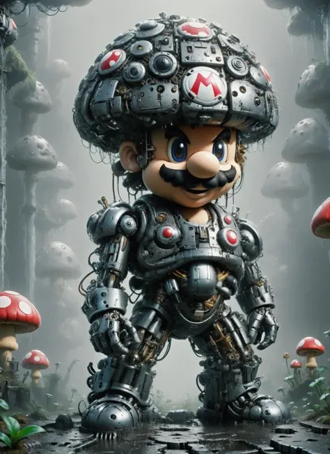 ais-mechdystopia cyborg Super Mario robot in ais-mechdystopia Mushroom Kingdom, SMB Artstyle, <lora:Mech_Dystopia_Style_SDXL:0.8> <lora:SMB Artstyle - V1 - Trigger is SMB Artstyle:0.7>,