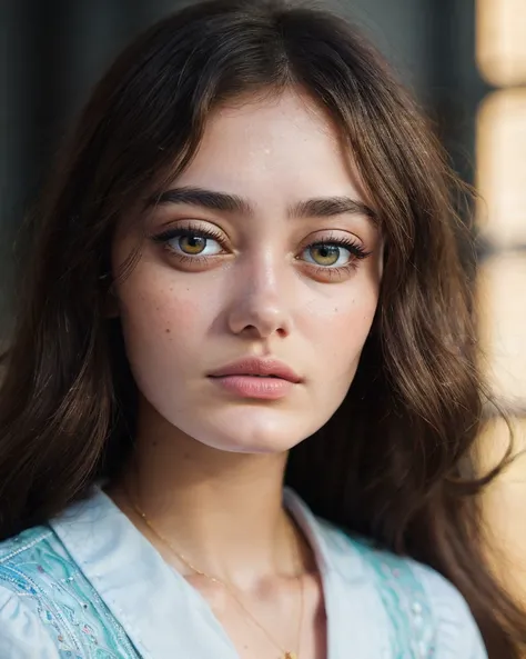 Chz-EllaP2, (8k, meticulously-detailed, Ultra-HD-realistic:1.3), close-up, RAW photo, 1girl as a gypsy fortune-teller, reading your aura, diaphanous silk garments, vibrant colors, mysterious atmosphere, arched eyebrow, artistic composition, volumetric lighting, (perfect-eyes, masterpiece, best quality:1.4),