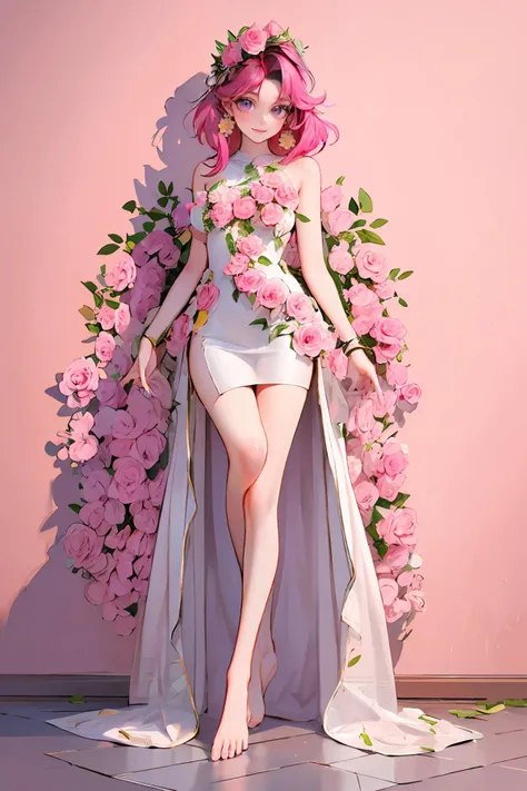 (masterpiece,8k high quality detailed,highres), poser \(girl\),comic_style,,detailed_image,
(a teenage girl posing),
(, azurevivian,1girl,pink hair,earrings,purple eyes,forehead,medium breasts),Charming Smile,detailed_face,
Leaning against a wall with one leg bent,,
(, future005,Bare shoulders,see-through dress,Hair accessories,leaf,Pinkflowers,Whiteroses,barefoot),(,detailed clothing texture,detailed_skin_texture),<lora:velvia:0.7>,<lora:Azure_Dreams_-_Vivian:0.65>,<lora:future005-huaduo:0.65>,<lora:more_details:0.3>