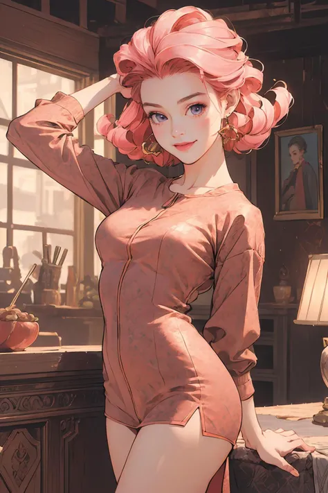 8k high quality detailed,highres,anime,comic,detailed image,
(an illustration of a teenage girl posing,(an illustration of girl,teenage girl)),(magazine_illustration),
(, azurevivian,1girl,pink hair,earrings,purple eyes,forehead,medium breasts),(Genuine Smile),detailed_face,
((in a red shorts jumps in the air,holding a ball in her hand and shooting it towards the hoop):0.8),
((,red dress,realistic_silk_texture):0.85),(,realistic clothing texture,realistic_skin_texture),<lora:Azure_Dreams_-_Vivian:0.65>,<lora:anxiang:0.4>,<lora:more_details:0.2>