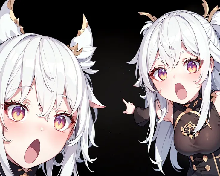 (best quality, masterpiece), soyjaks, (2girl, duo, white hair, :o, open mouth, ), (white background) <lora:meme-10:1>