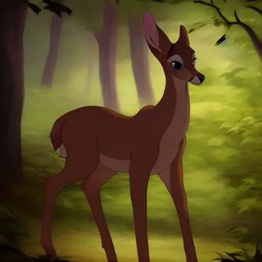 <lora:bambiDoe:0.7> deer in a forest