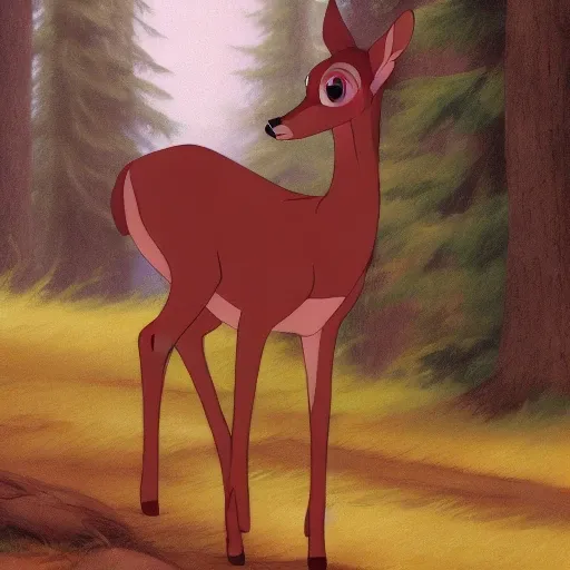 <lora:bambiDoe:0.6> deer in a forest