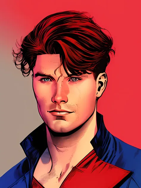 1boy, Remy Lebeau, Gambit, male_focus, portrait, 2000s comic book style,  digital art  ,auburn hair, rim lighting, cinematic lighting, illustrated background , l duskz1