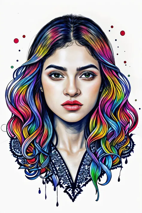 realistic photo of <lora:sd15_EveDumon_locon_64_v1-000015:1> EveDumon, ink splash, colorful, zentangle