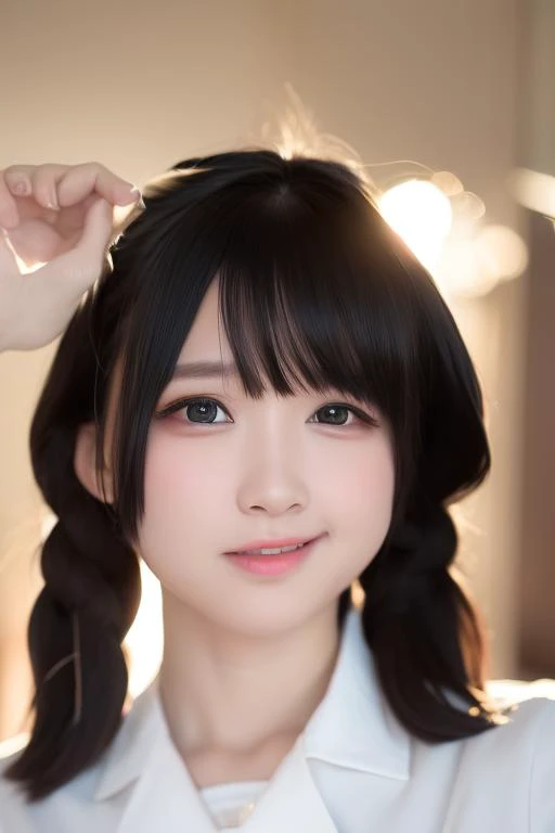 Highest quality, focus on face, Soft Light, Black Hair, ((Japanese)), (blouse), (((front, face))), (Depth of written boundary), Ultra-high resolution, (Realistic: 1.4) , RAW Photos, Upper Body