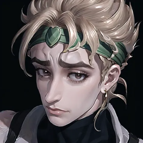 Highly detailed, High Quality, Masterpiece, beautiful, 1boy, solo, NoBitches, <lora:NoBitchesMeme:1.1>, dio, headband, <lora:Char_Sigmas_Dio:0.9>