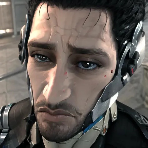 Highly detailed, High Quality, Masterpiece, beautiful, 1boy, solo, NoBitches, <lora:NoBitchesMeme:1.2>, Jetstream Sam, facial hair, male focus, beard, cyborg, <lora:Char_MGR_JetstreamSam:0.9>