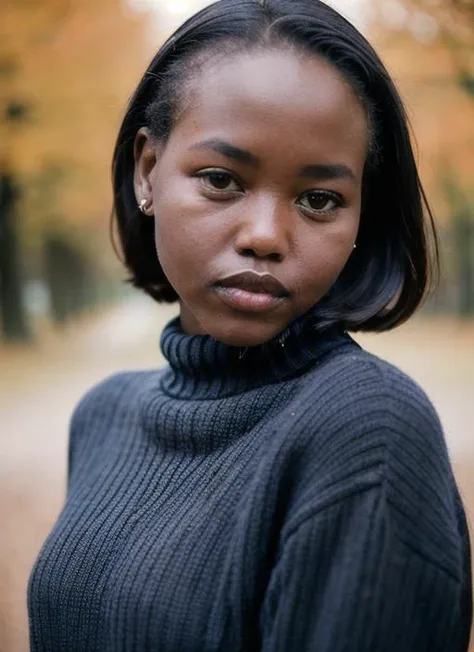 analog style, a photo of sks woman, wearing a black sweater, posing for the camera, modelshoot style, Sharp, 8k, <lyco:adutAkech:1.3>