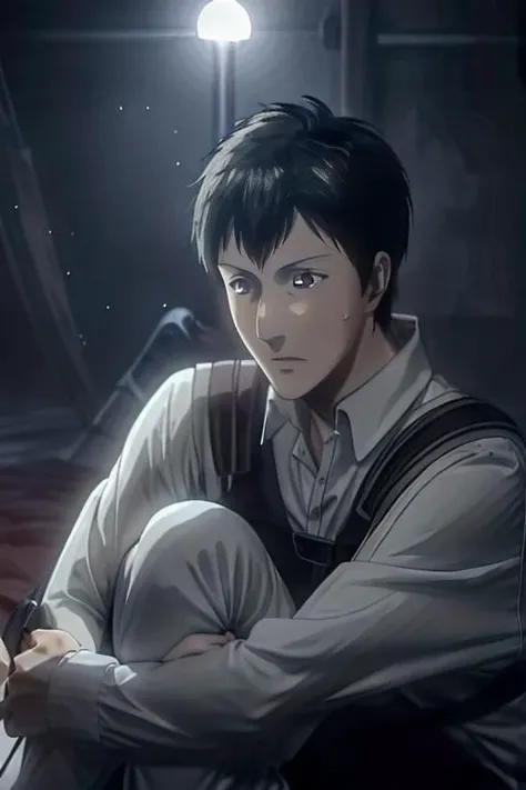 masterpiece,((bestquality)),8k,high detailed,ultra-detailed,depth of field,wide angle,volumetric lighting,Soft illuminaotion,front lighting,looking up,
1boy,<lora:Bertolt_Lora:1>,bertolt,adult,smirk,global illuminations,rim  light,close  to  viewer,
male focus,solo,hugging  own  legs,handsome face,<lora:add_detail:1>,supermarket,hair  scrunchie,