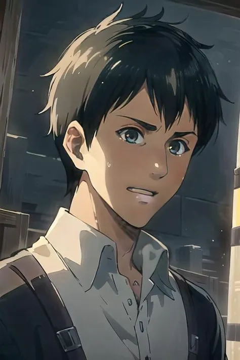 ((masterpiece)),(illustration),best quality,delicate details,refined rendering,((Menga style)),(((Toon style))),(portrait:1.41),8k,toon style,((Japan anime)),1boy,male focus,solo,handsome,Stylish Pose,portrait,thick eyebrows,black eyes,solid eyes,model,tall,thin,slim asian boy,Henley shirt,Work pants,Laughing,Kind Smile,cinematic lighting,volumetric lighting,<lora:Bertolt_Lora_V2:1>,