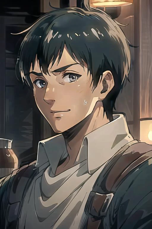 ((masterpiece)),(illustration),best quality,delicate details,refined rendering,((Menga style)),(((Toon style))),(portrait:1.41),8k,toon style,((Japan anime)),1boy,male focus,solo,handsome,Stylish Pose,portrait,thick eyebrows,black eyes,solid eyes,model,tall,thin,slim asian boy,Wool sweater,Skorts,Evil Smile,Seductive Smile,cinematic lighting,volumetric lighting,<lora:Bertolt_Lora_V2:1>,
