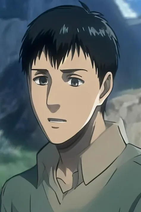 ((masterpiece)),(illustration),best quality,delicate details,refined rendering,Anime style,((Guido Daniele)),comic,((Japan Anime style)),((Menga style)),(((Toon style))),1boy,solo,Bertolt,male focus,handsome face,real skin texture,well-proportioned hands,good shape legs,black eyes,solid eyes,thick eyebrows,cinematic lighting,Soft illuminaotion,<lora:Bertolt_Lora V5:0.85>,shingeki no kyojin,attack on titan style,portrait,Flustered,Happy New Year,<lora:LCM-SD1.5:1>,