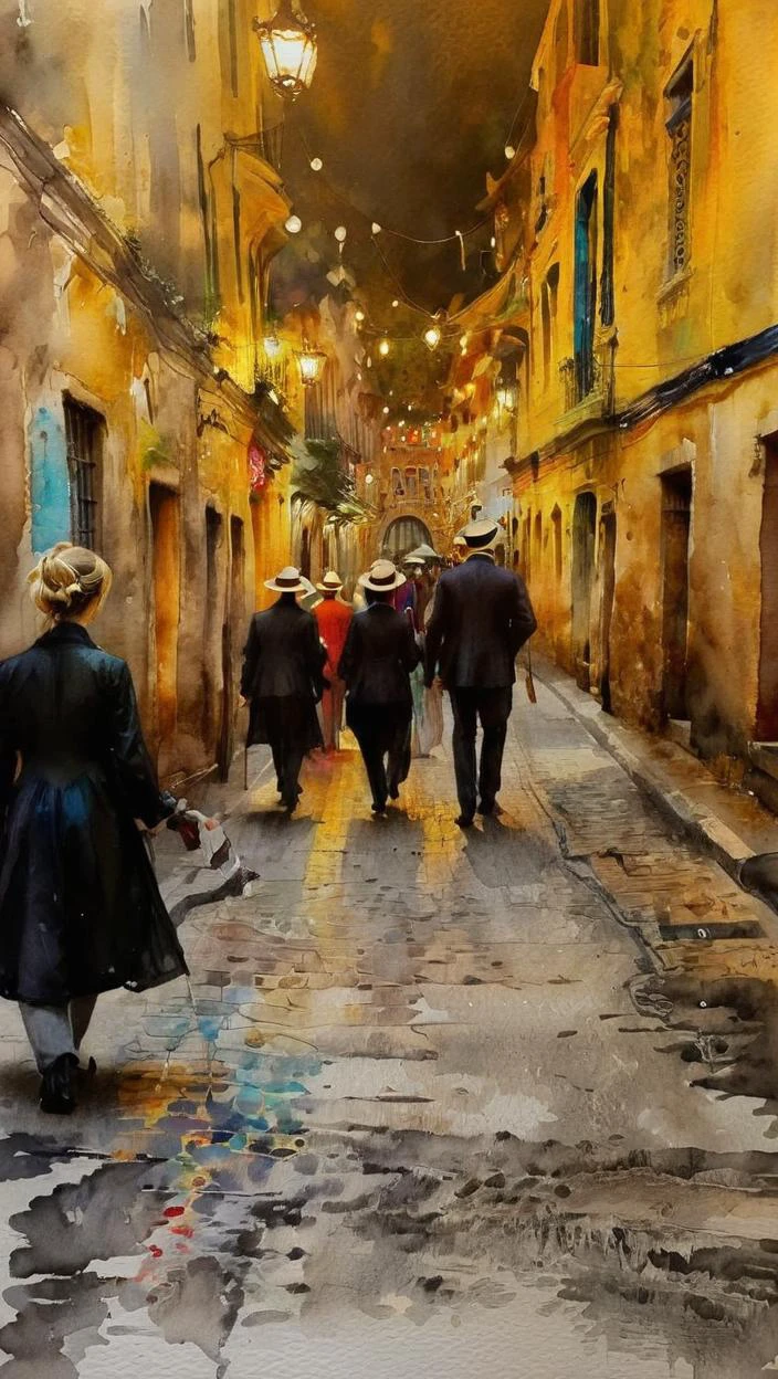 Watercolor painting watercolor, ink painting, <lora:SDXLPaintSplash:1> Colorsplash <lora:szhf:1> szhf dress . Vibrant, beautiful, painterly, detailed, textural, artistic