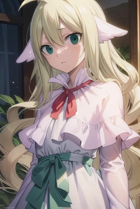 mavis, <lyco:mavis-lyco-nochekaiser:1>,
mavis, long hair, blonde hair, (green eyes:1.5), ahoge, wavy hair, animal ears,
BREAK dress, white dress, collar, ribbon, red ribbon, capelet, long sleeves,
BREAK looking at viewer,
BREAK indoors,
BREAK <lyco:GoodHands-beta2:1>, (masterpiece:1.2), best quality, high resolution, unity 8k wallpaper, (illustration:0.8), (beautiful detailed eyes:1.6), extremely detailed face, perfect lighting, extremely detailed CG, (perfect hands, perfect anatomy),