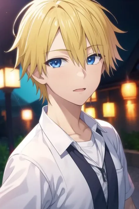 masterpiece, best quality, game cg, 1boy, solo, male focus, looking at viewer, upper body, , <lora:itsuhito_sakaki:0.72>, itsuhito_sakaki, blonde hair, blue eyes, , ,