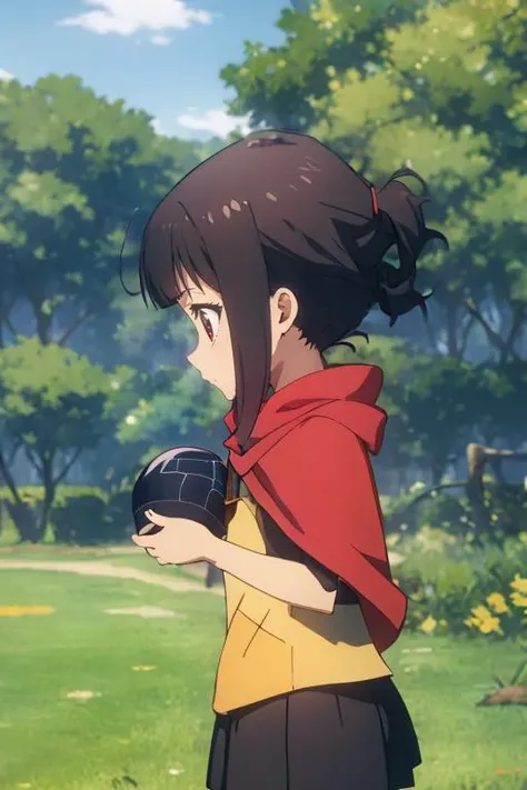 (masterpiece, best quality:1.1), 1girl, solo, 1girl, solo, child, megumin, <lora:Bakuen_megumin (young):0.8>, black ball