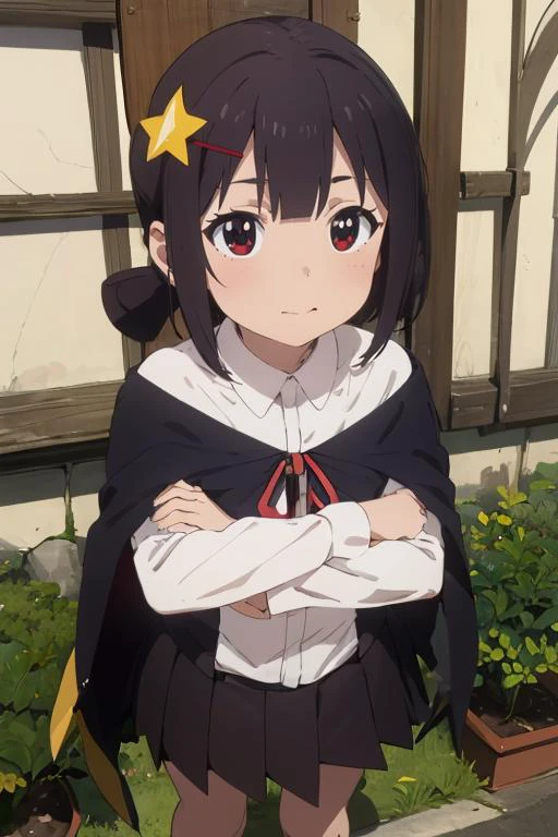 masterpiece, best quality, 1girl, komekko, <lora:Bakuen_komekko_new:0.7>, hair ornaments, evil