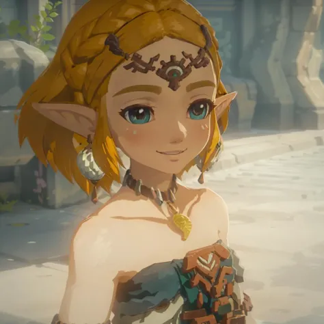 <lora:zeldatotk:0.9>,zeldatotk,1girl,smile,cel shading