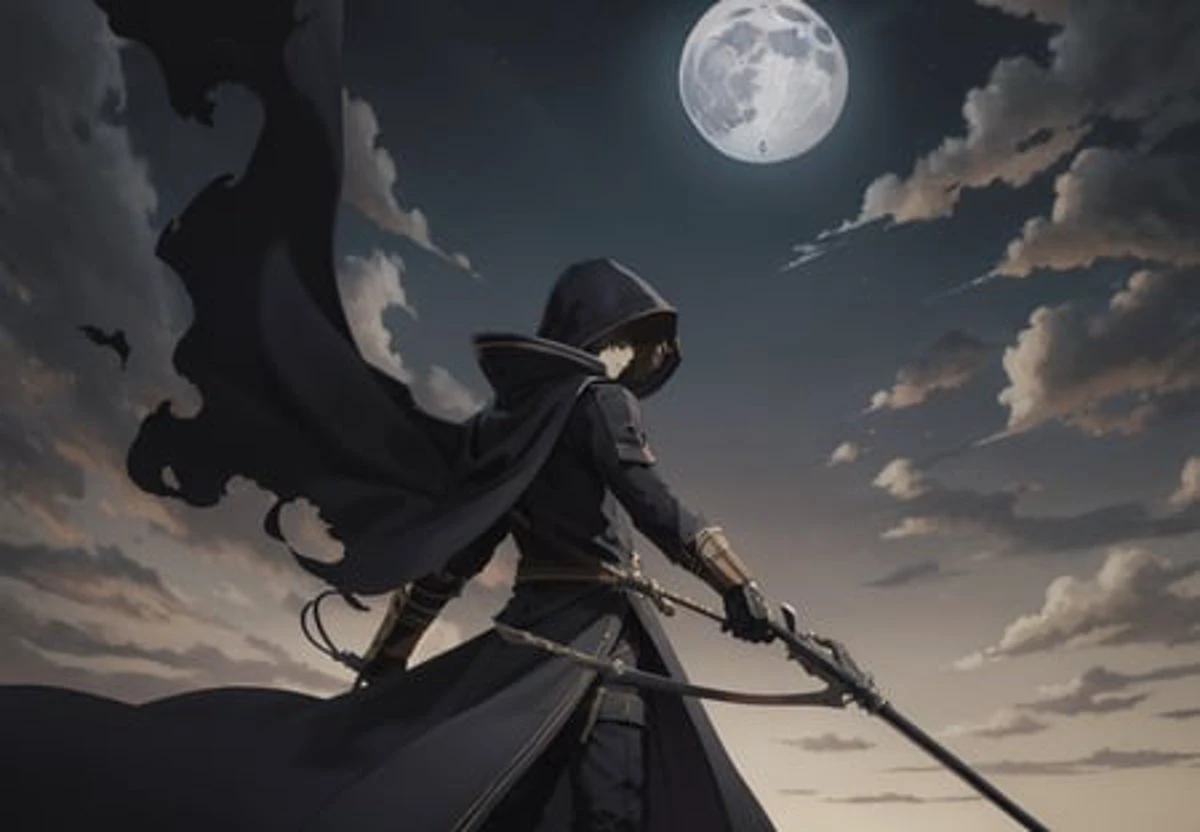 1boy, handsome, no humans, (kage:1.2), protagonist, robed boy, fighting stance, spread arms, (explosion, night time, moon, darkness) BREAK (hand drawn style), e_quality, atmospheric perspective, depth of field, moonlight, aesthetic digital art, illustration
<lora:EminenceInShadow:0.4>