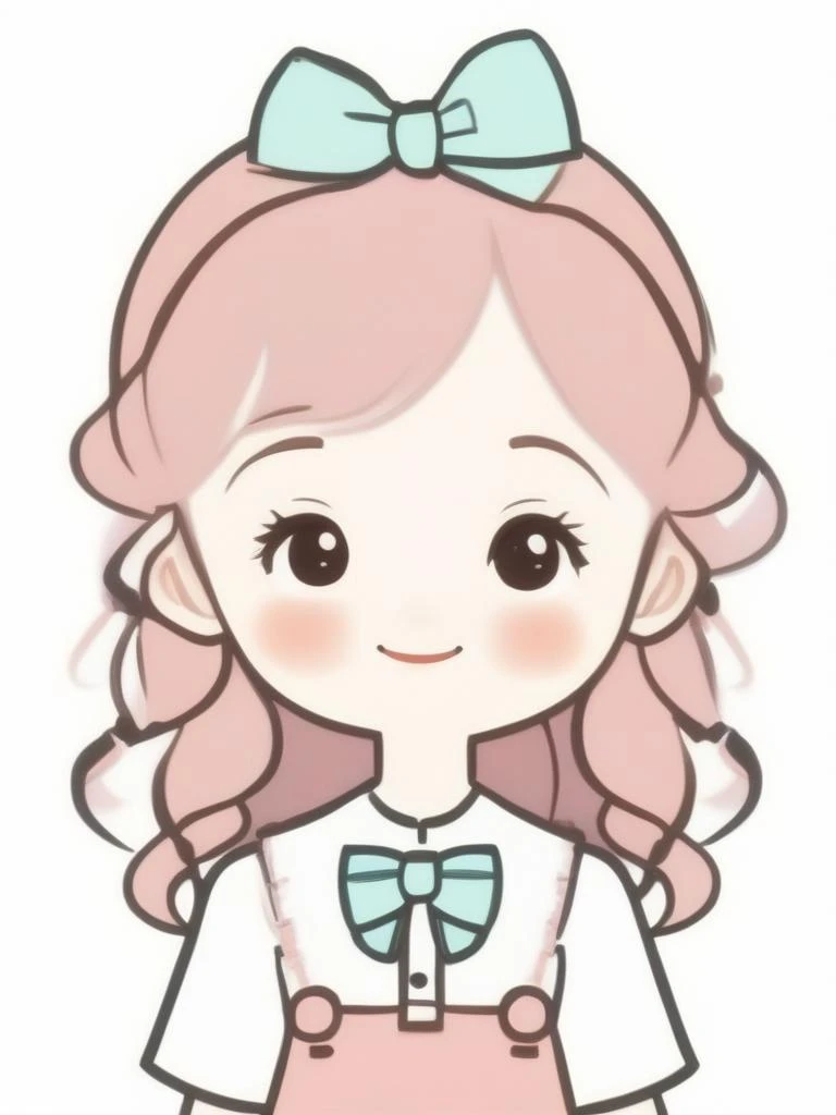 avatar cute, 1girl, solo, long hair, blush, smile, open mouth, bangs, simple background, shirt, white background, bow, closed eyes, upper body, pink hair, braid, :d, bowtie, star (symbol), twin braids, ^_^, pink bow, facing viewer