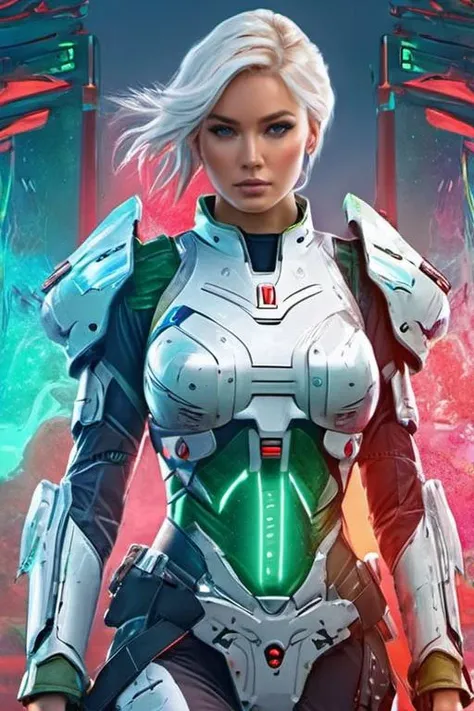 cyborg style, solo, realistic, armor,science fiction, power armor, high quality, high resolution<lora:xl_2girl_v1:0.7> splash art by megan ducanson, a liquid cute 8kivi8 girl ((full body)) weraing cheongsam( chinese clothes, dress, china dress, long sleeves, white theme, head out of frame, white background, simple background) made of colours, splash style of colourful paint, hyperdetailed intricately detailed, fantastical, intricate detail, splash screen, complementary colours, fantasy, concept art, 8k resolution, DeviantArt masterpiece , blue light and red light and green light at to body, and Carrying a large gun on his back