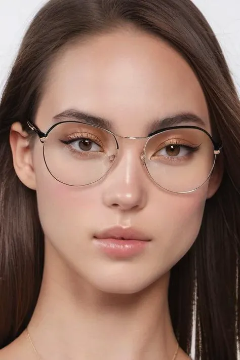 <lora:xl_2girl_v1:0.7>a 8siyu8 girl woman wearing a pair of high-end black gold rimmed eyes,