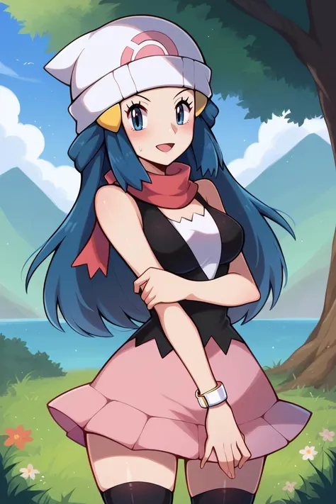 score_9, score_8_up, score_7_up, BREAK <lora:touyarokii-guy-PONYv1:1>, 1girl, solo, breasts, dawn \(pokemon\)