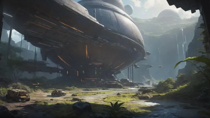 SK_DIGITALART, painting of a scifi planet outside of time, an exotic distant world, by Ian McQue, 
highly impressive & realistic, Hyper-detailed, Insane Details, Intricate Details, Cinematics, Editorial Art, Tilt Blur, Super-Resolution, Megapixels, Unreal Engine 5, Studio Lighting, Volumetric, Optical, Diffusion Glowing, Shadows, Proportions, Rough, Shimmery, Ray Tracing Reflections, Glossy, Lumen Reflections, Screen Space Reflections, Diffraction Rating, Chromatic Aberration, GB Shift, Ray Tracing, Ray Tracing Ambient Occlusion Anti-Ali asing, Post-Processing, Post-Production, Cel Shading, Tone Mapping, Incredibly Detailed and Intricate, Hypermaximalist, Sleek, Hyper Realistic, Super Detailed, Dynamic Pose, Hyperrealism, HDI, 8k  dramatic lighting, dark colors, wide angle view, panorama view, dominant colors Heliconia and Cool Gray, 
<lora:xl_more_art-full_v1:0.35> <lora:epi_noiseoffset2:0.5> <lora:add-detail-xl:1>