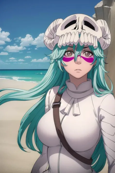 nellieltuodelschwanck, <lyco:nellieltuodelschwanck-lyco-nochekaiser:1>,
nelliel tu odelschwanck, long hair, green hair, (facial mark:1.5), skull, (brown eyes:1.5), green hair,
BREAK espada suit, dress, white dress, long sleeves, collar, skirt, white skirt, gloves, white gloves,
BREAK outdoors, desert, sky, sun, cloud,
BREAK looking at viewer, (cowboy shot:1.5),
BREAK <lyco:GoodHands-beta2:1>, (masterpiece:1.2), best quality, high resolution, unity 8k wallpaper, (illustration:0.8), (beautiful detailed eyes:1.6), extremely detailed face, perfect lighting, extremely detailed CG, (perfect hands, perfect anatomy),