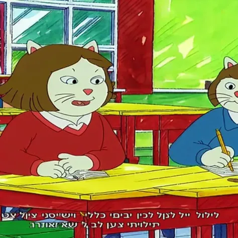 A cat studying in school, Very detailed, clean, high quality, sharp image