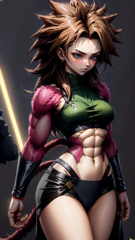 1girl, BREAK, <lora:ssj4:0.7> ssj4, abs, body fur, jewelry, long hair, monkey tail, muscular, pectorals, red fur, spiked hair, tail, BREAK, <lora:AtomicHips2:0.8> girl, wide hips, masterpiece, best quality, extremely detailed, highly quality, 4k, sharp focus, professional, sharp focus, award winning, cinematic lighting, octane render, unreal engine, volumetrics dtx, Wallpaper,