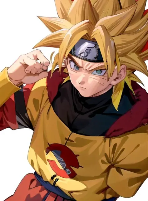 best quality, (masterpiece),(ultra-detailed), (high quality), (high resolution), ssj4, abs, body fur, jewelry, long hair, monkey tail, muscular, pectorals, red fur, solo, spiked hair, super saiyan, tail,<lora:ssj4:0.7>, uzumaki naruto, <lora:Naruto:0.4>,1boy, closed mouth, forehead protector, holding, konohagakure symbol, looking at viewer, male child, sandals, simple background, solo, uzumaki naruto, weapon, white background,blonde hair,