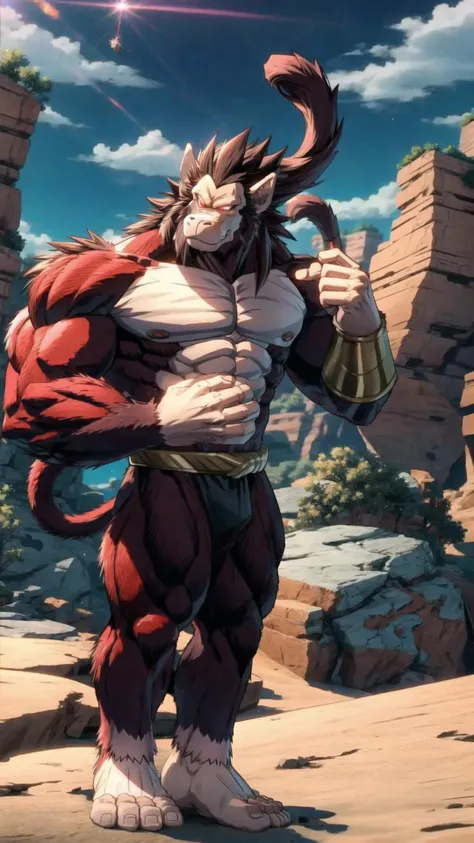 <lora:Oozaru Lora v1:0.8> Ozaru, monkey, 1boy, furry, BREAK, <lora:ssj4-10:0.5> ssj4, abs, body fur, jewelry, long hair, monkey tail, muscular, spiked hair, tail <lora:Furtastic_Detailer:0.3>, masterpiece, best quality, extremely detailed, highly quality, 4k, sharp focus, professional, sharp focus, award winning, cinematic lighting, octane render, unreal engine, volumetrics dtx, Wallpaper,