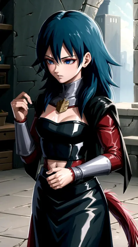 1girl, BREAK, <lora:ssj4:0.7> ssj4, abs, body fur, jewelry, long hair, monkey tail, muscular, pectorals, red fur, spiked hair, tail, BREAK, <lora:byleth-nvwls-ver5:0.8> fembyleth, detached collar, black cape, black crop top, masterpiece, best quality, extremely detailed, highly quality, 4k, sharp focus, professional, sharp focus, award winning, cinematic lighting, octane render, unreal engine, volumetrics dtx, Wallpaper,