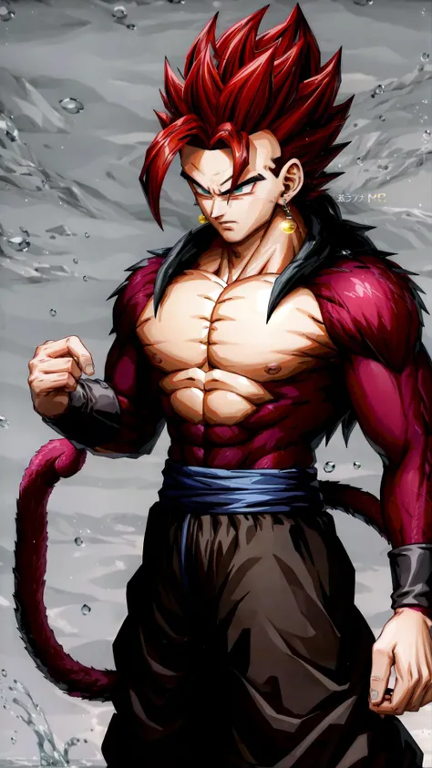 <lora:db_vegetto-10:0.8> vegetto, 1boy, spiked hair, jewelry, earrings, smirk, bracelet, BREAK, <lora:ssj4-10:0.5> (ssj4, abs, body fur:1.15), jewelry, long hair, monkey tail, muscular, red fur, spiked hair, super saiyan, tail, <lora:Furtastic_Detailer:0.3>, BREAK, <lora:fight-10:0.8> enterthematrix, masterpiece, best quality, extremely detailed, highly quality, 4k, sharp focus, professional, sharp focus, award winning, cinematic lighting, octane render, unreal engine, volumetrics dtx, Wallpaper,