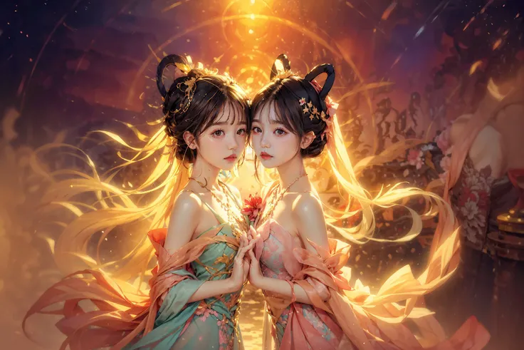 ((cloudy,cinematic lighting,bokeh )),
((multiple girls)),peach blossom,flowers,flower crown,
,
((sunset and night,star_trail)) BREAK ((cloudy,cinematic lighting,bokeh )),
((multiple girls)),peach blossom,flowers,flower crown,
,
street,neon lights,water and snow BREAK ((cloudy,cinematic lighting,bokeh )),
((multiple girls)),peach blossom,flowers,flower crown,
,
fireworks,waterfall and fire,( hard light:1.8),<lora:yuzuv10:0.5>,<lora:keji:1>,dunhuang_cloths,dunhuang_style,dunhuang_dress,
((group picture,harem,sitting,multiple girls,6+girls,looking at viewer,<lora:MultipleGirlsGroup:1>)),