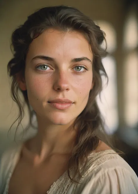 Photo of the most beautiful woman in history, soft smirk, Portra 400