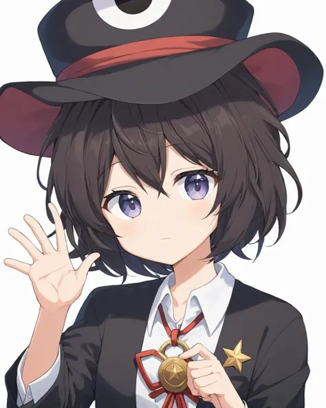 enraku tsubakura, androgynous, 1other, white_shirt, 2others, top_hat, collared_shirt, white_background, simple_background, black_headwear, closed_mouth
<lora:enraku_tsubakura_image217_fp16_2024-01-03:1>,star-shaped_pupils,symbol-shaped_pupils,. gorgeous,key visual, vibrant, studio anime,award-winning, professional, highly detailed,high budget, cinemascope