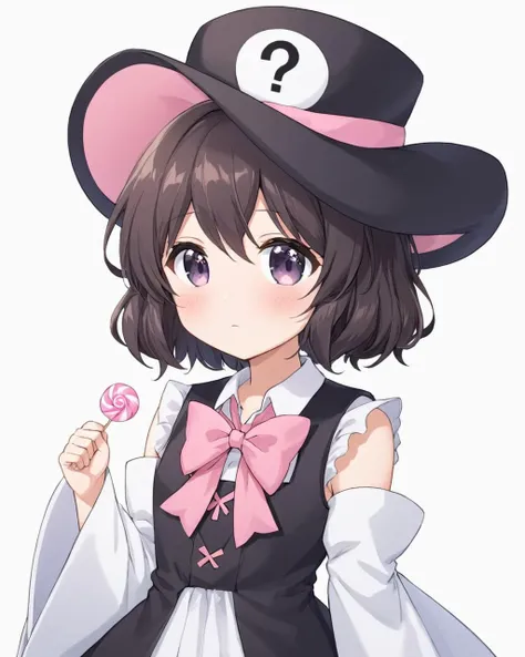 enraku tsubakura,solo, hat, white_background, 1other, simple_background, spoken_question_mark, holding, looking_at_viewer, juliet_sleeves, cowboy_shot, dress, 1girl, blush, lollipop, androgynous, alternate_costume, ribbon, pink_bowtie, easter
<lora:enraku_tsubakura_image217_fp16_2024-01-03:1>,star-shaped_pupils,symbol-shaped_pupils,. gorgeous,key visual, vibrant, studio anime,award-winning, professional, highly detailed,high budget, cinemascope