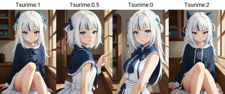 (masterpiece, best quality), intricate details,
1girl, <lora:Gawr Gura:0.8> gawr gura, white hair, blue streaked hair, blue eyes,
<lora:Tsurime:1> tsurime,