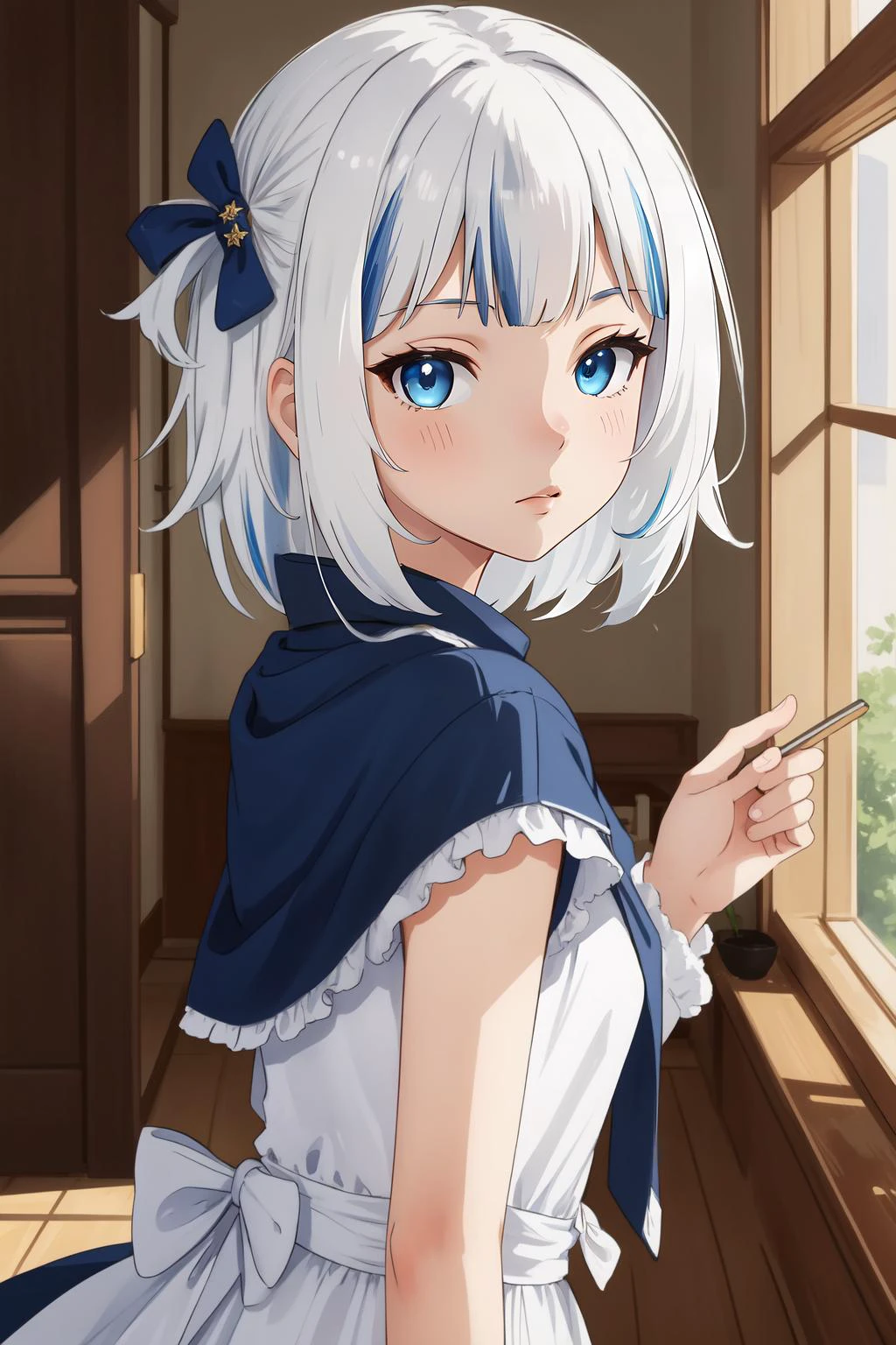 (masterpiece, best quality), intricate details,
1girl, <lora:Gawr Gura:0.8> gawr gura, white hair, blue streaked hair, blue eyes,
<lora:Tsurime:0.5> tsurime,