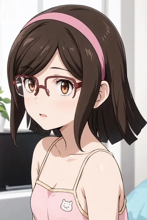 <lora:gbf_china_v1> 1girl, kousaka china, hairband, eyewear, camisole, portrait, white background, blurry