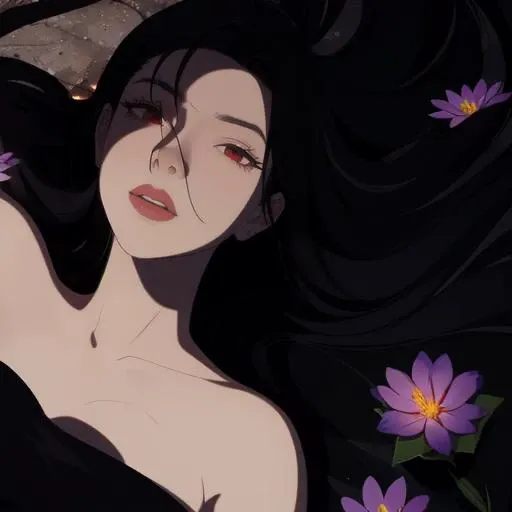 <lora:ErisCh:0.7>,erisch,woman,black hair,flower landscape,,((BEST QUALITY)), ((MASTERPIECE)), ((HIGH RES)), ((CINEMATIC LIGHTING)), ((DETAILED)), (realistic shadows)