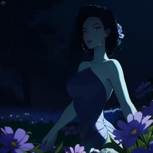 blue skin,<lora:Eris_chaos:0.7>,Eris,black hair,
bright green landscape,flowers landscape,lighting,bright day,,((BEST QUALITY)), ((MASTERPIECE)), ((HIGH RES)), ((CINEMATIC LIGHTING)), ((DETAILED)), (realistic shadows)