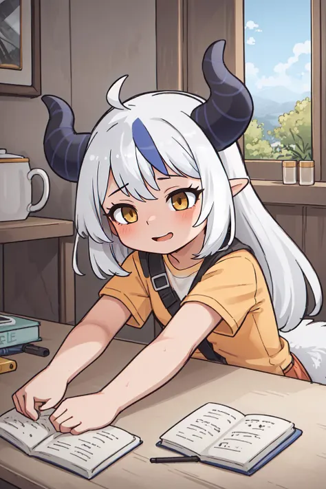 (masterpiece, best quality), intricate details,
1girl, <lyco:KitsuneAi-Laplus-LoCon32V2-000009:0.8> la+ darknesss, long white hair, horns, yellow eyes,